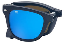 Load image into Gallery viewer, Foldies Matte Black Folding Sunglasses with Polarized Blue Mirror Lens