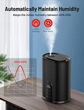 Load image into Gallery viewer, PARIS RHÔNE Humidifiers for Bedroom, 4L Cool Mist Humidifiers for Home Large Room, Ultrasonic Top Fill Humidifier with Humidistat, Essential Oils Diffuser, 30H, 28dB Quiet,12H timer, Night Light