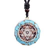 Load image into Gallery viewer, Day Day Up Natural Turquoises Orgonite Pendant Reiki Energy Generator Amulet Necklace Jewelry