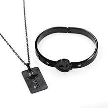 Load image into Gallery viewer, Uloveido Matching Bracelet with Necklace for Girlfriend Boyfriend, Rose Gold Plated Titanium Puzzle Couple Heart Bracelet and Key Pendant Necklace for Men and Women SN300 (Rose Gold Color)