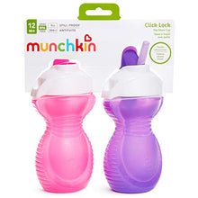 Load image into Gallery viewer, Munchkin Click Lock Flip Straw Cup, Pink/Purple, 9 Ounce, 2 Count
