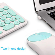 Load image into Gallery viewer, Wireless Keyboard and Mouse Combo, FD iK6630 2.4GHz Cordless Cute Round Key Set Smart Power-Saving Whisper-Quiet Slim Combo for Laptop, Computer,TV and Mac (Mint Green & White)
