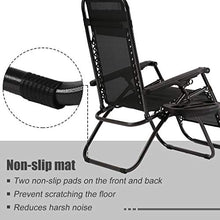 Load image into Gallery viewer, BMS Zero Patio Set of 2 Folding Outdoor Anti Gravity Lounge Reclining Camping Deck Chair with Pillow and Cup Holder (Black)