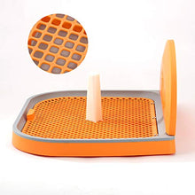 Load image into Gallery viewer, HIPIPET Puppy Dog Potty Tray 23.6''X18.1''X1.9'' Puppy Pad Holder with Removable Post and Wall Cover for Cats and Dogs Toilet (Orange)