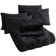 Load image into Gallery viewer, Bedsure Black Twin Comforter Set Kids - 6 Pieces Pintuck Black Bed Set Twin, Pinch Pleat Black Twin Bedding Sets with Comforters, Sheets, Pillowcases & Shams