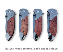 Load image into Gallery viewer, Folding Knife Camping Pocket Knife Hunting - Fast Open Folding Knife Wood Handle - Folding Pocket Knife Assisted Opening - 7CR13Mov Steel 58HRC - for Men Work Outdoor Adventure Hiking Knife Survival