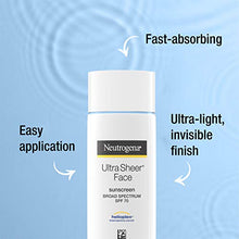 Load image into Gallery viewer, Neutrogena Ultra Sheer Liquid Daily Facial Sunscreen with Broad Spectrum SPF 70, Non-Comedogenic, Oil-Free & PABA-Free Weightless UVA/UVB Sun Protection, 1.4 fl. oz