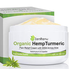 Load image into Gallery viewer, Organic Hemp Pain Relief Cream Large (4 oz) Value Size by ZenRenu - MSM Turmeric Arnica - Made in USA Premium Hemp Extract & Hemp Oil for Pain Relief