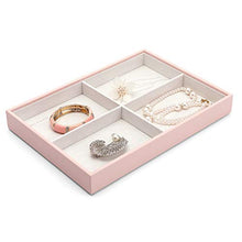 Load image into Gallery viewer, Vlando Stackable Jewelry Tray - Faux Leather Multi-Purpose Jewelry Accessories Display Storage and Earring Necklace Bracelet Rings Organizer (4-Layer w/Lid, Pink)