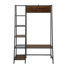 Load image into Gallery viewer, WE Furniture 5 Shelf Entryway Bench Hall Tree Storage Coat Rack, 72 Inch, Walnut Brown