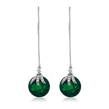 Load image into Gallery viewer, Gem Stone King 925 Sterling Silver Long Dangle Drop Earrings For Women (Round Checkerboard 12MM)