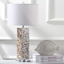 Load image into Gallery viewer, Safavieh Lighting Collection Jacoby Cream Shell 29-inch Bedroom Living Room Home Office Desk Nightstand Table Lamp (Set of 2) - LED Bulbs Included