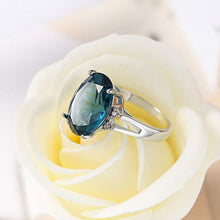 Load image into Gallery viewer, Cutedoumiao Sterling Silver Engagement Wedding Ring with Large Carat Sapphire Cut Cubic Zirconia CZ Gemstones Birthstone Halo Solitaire Engagement Rings (8)