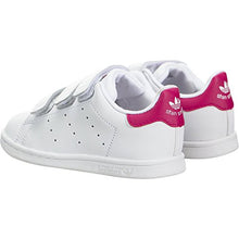 Load image into Gallery viewer, adidas Originals Baby Stan Smith Cloudfoam Sneaker, Footwear White/Footwear White/Bold Pink, 9K