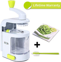 Load image into Gallery viewer, Spiralizer Vegetable Slicer (4-in-1 Rotating Blades) Heavy Duty Veggie Spiralizer with Strong Suction Cup, Zucchini Spiral Noodle/Zoodle/Spaghetti/Pasta Maker ( Recipe Book and Cleaning Brush)