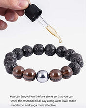 Load image into Gallery viewer, Lightock Triple Lava Rock Bracelet with Ice Obsidian Terahertz Essential Oils Diffuser Elastic Beads 12mm Stretch for Men Women