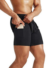 Load image into Gallery viewer, Neleus Men's 2 in 1 Running Shorts with Liner,Dry Fit Workout Shorts with Pockets,6070,2 Pack,Black/Red,3XL