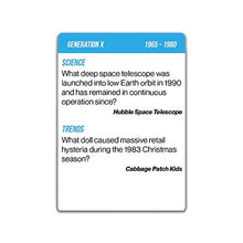 Load image into Gallery viewer, OK Boomer Trivia Card Game | for Game Night, Holiday Party, Camping Games, Travel Cards or Funny Gift | Trivia for All Ages 12+