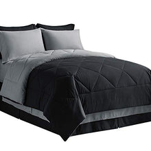 Load image into Gallery viewer, Bedsure Bed in A Bag Comforter Sets Black/Light Grey Twin Size - Microfiber Reversible Bedding Sets 6 Pieces (1 Comforter, 1 Pillow Sham, 1 Flat Sheet, 1 Fitted Sheet, 1 Bed Skirt, 1 Pillowcase)
