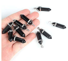 Load image into Gallery viewer, 8pcs Natural Obsidian Gemstone Pendant Healing Crystals Chakra Gem Stones Rock Crystal Quartz for Jewelry Craft Making G2P-C15