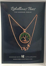 Load image into Gallery viewer, Peridot Tree of Life August Birthstone 1st Anniversary Gold Necklace Leo Virgo 16th Anniversary