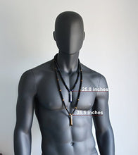 Load image into Gallery viewer, Amethyst & Onyx February Birthstone Handmade Beaded Crystal Jewelry New Age Long Men's Necklace