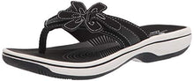 Load image into Gallery viewer, Clarks Women's Brinkley Flora Flip-Flop, Black Synthetic, 9