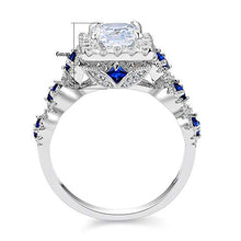 Load image into Gallery viewer, Newshe 2.5CT 925 Sterling Silver CZ Engagements Rings Wedding Bands for Women 3PCS Bridal Rings Sets Cubic Zirconia Princess Promise Rings for her Size 7