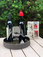 Load image into Gallery viewer, Beanie Cap Decorative Silicone Bottle Stopper in a gift box, Set of Two, Novelty Cork Replacement, Beverage and wine Keeper, champagne bottle stoppers (Blue & Grey)