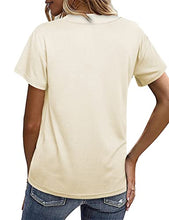Load image into Gallery viewer, MCKOL Collared Shirts for Women Business Casual Tops for Women Summer Tops and Blouses Plus Size Short Sleeve V Neck Polo Shirts Loose Fit Comfy Shirts Fashion 2022 Beige XXL