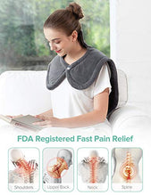 Load image into Gallery viewer, Large Heating Pad for Neck and Shoulders Pain Relief, Sable Heating Wrap for Neck with Auto Shut Off - 6 Temperature Settings