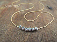 Load image into Gallery viewer, Handmade Dainty Gold Filled Necklace With Silver Beads