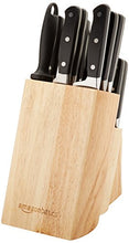 Load image into Gallery viewer, Amazon Basics 18-Piece Premium Kitchen Knife Block Set, High-Carbon Stainless Steel Blades with Pine Wood Knife Block