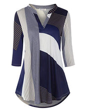 Load image into Gallery viewer, BAISHENGGT Womens 3/4 Sleeve V Neck Tunic Shirts XX-Large Modern Block