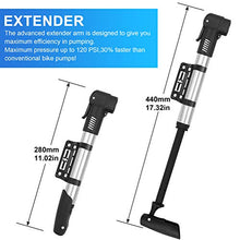 Load image into Gallery viewer, Mini Bike Pump Bicycle Tire Frame Pump 120 PSI High Pressure Portable Bicycle Air Pump Fits Presta & Schrader Floor Bike Tyre Pump for Road Mountain BMX Bikes Sports Balls,Inflatables Items(Silver)