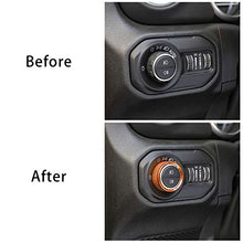 Load image into Gallery viewer, Voodonala Air Conditioner Headlight Switch Knob Trim for 2018-2022 Jeep Wrangler JL JLU Gladiator JT, Orange Aluminum Alloy 4pcs
