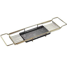 Load image into Gallery viewer, Bathtub Caddy/Tray, Bath Serving Tray - Bath Reading Tray with Expandable Sides, Cellphone Tray And Wineglass Holder - Luxury Spa Organizer,Gold