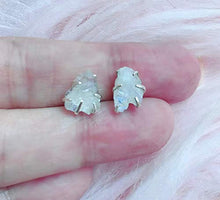 Load image into Gallery viewer, Raw Rainbow Moonstone Earrings Set in 925 Sterling Silver Studs