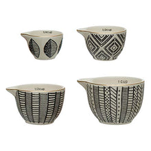 Load image into Gallery viewer, Creative Co-Op Stoneware, Black & White, Set of 4 Measuring Cup, 4.5"