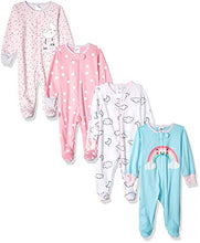 Load image into Gallery viewer, Gerber Baby Girls' 4 Pack Sleep N' Play Footies, Cloudy, Newborn
