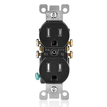 Load image into Gallery viewer, Leviton T5320-E 15 Amp, 125 Volt, Tamper Resistant, Duplex Receptacle, Residential Grade, Grounding, Black