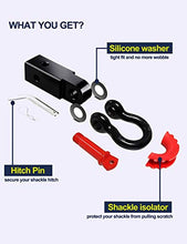 Load image into Gallery viewer, Shackle Hitch Receiver 2 inch, 41918 Lbs Break Strength Never Rust Receiver Shackle Bracket Heavy Duty and Solid with 3/4'' D Ring Shackle, Towing Accessories Compatible with Trucks Jeeps