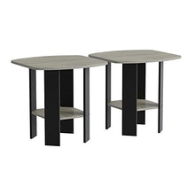Load image into Gallery viewer, FURINNO Simple Design End Table, 2-Pack, French Oak Grey/Black