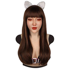 Load image into Gallery viewer, Christine Cosplay Realistic Female Head Mask Artificial Silicone Breast for Crossdresser Transgender Halloween 3G Ivory White