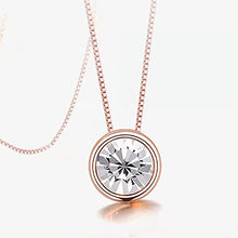 Load image into Gallery viewer, Dainty Cubic Zirconia Solitaire Necklace - Rose Gold Plated Fake Diamond Pendant Necklace, Simple Jewelry for Women And Girls.