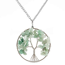 Load image into Gallery viewer, Tree of Life Natural Aventurine Gemstone Pendant Necklace Healing Crystals Chakra Gem Stone 26 inch GGP9-5