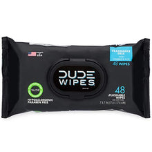 Load image into Gallery viewer, DUDE Wipes Flushable Wipes 48 Count Dispenser, Unscented Wet Wipes with Vitamin-E & Aloe for at-Home Use, Septic and Sewer Safe