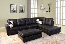 Load image into Gallery viewer, Sofa Sectional Sofa, L-Shape Faux Leather Sectional Sofa Couch Set with Chaise, Ottoman, 2 Toss Pillow Using for Living Room Furniture.(Black)