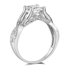 Load image into Gallery viewer, TWJC 14k White Gold Solid Princess Square Wedding Engagement Ring - Size 8.5