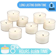 Load image into Gallery viewer, Stonebriar Bulk 48 Pack Unscented Smokeless Long Clear Cup Tea Light Candles with 8 Hour Extended Burn Time, 48 Count
